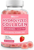 Collagen Gummies for Women, Hydrolyzed Collagen Peptides Gummies with Biotin, Collagen Supplements Gummy with Vitamin B12, C, D, Zinc for Hair Skin Nail