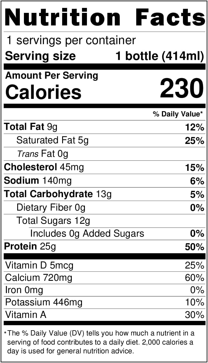 Darigold FIT High Protein Milk 2 Percent - Ultra-Filtered, Low Fat, Lactose Free - 25g Protein, 40% Less Sugar - 14oz Bottles, 12 Pack (White Milk)