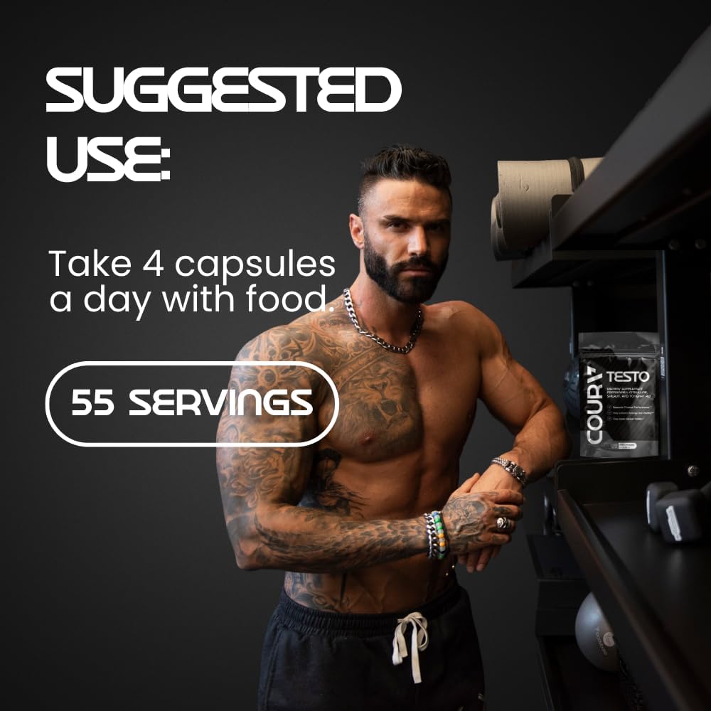 COURA Mens Testo - 220 Capsules 55 Servings - Vitamins for Men - Mens Testo - Shilajit Zinc Magnesium L Arginina Citrulina Beta
