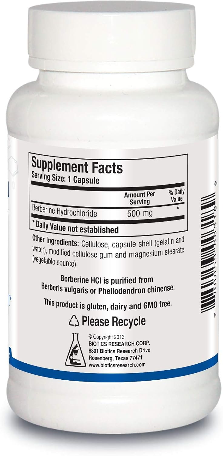 Biotics Research Berberine HCl, Botanical Berberine Supplement 500mg Per Serving - Supports Heart Health, Immune System, Healthy GI, Healthy Cholesterol, Gluten Free - 90 Capsules