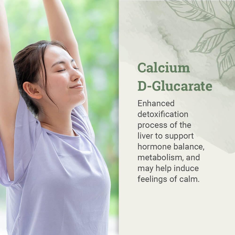 Earth Harmony Calcium D-Glucarate 1200mg - Advanced Detoxification Support & Double The Strength of Calcium D Glucarate 500mg - 120 Capsules (2-Month Supply)