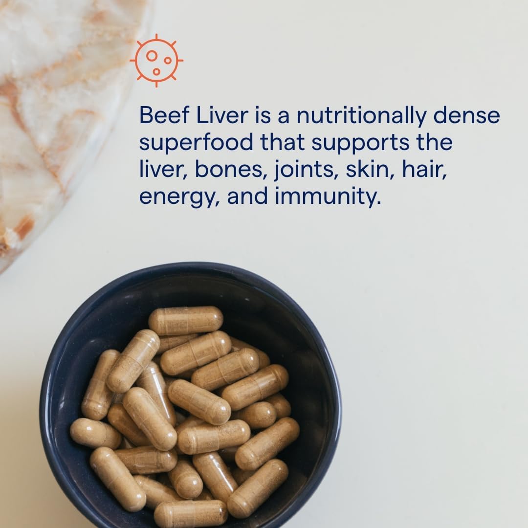 Trace Minerals Beef Liver, 500mg - Bone Health & Energy Support Supplement - Nutritional Supplement Aids Healthy Skin & Immunity - Beef Liver Supports Healthy Organs - 180 Capsules (30 Servings)