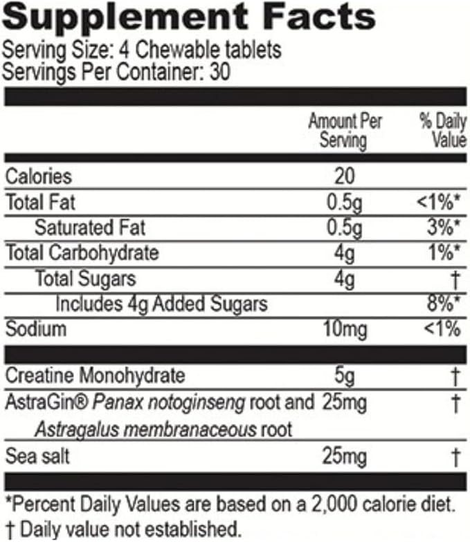 PERFORMANCE INSPIRED Nutrition Creatine Chew – 5g Creatine Monohydrate – Supports Muscle Growth & Recovery – Berry Blast Flavor – 120 Count