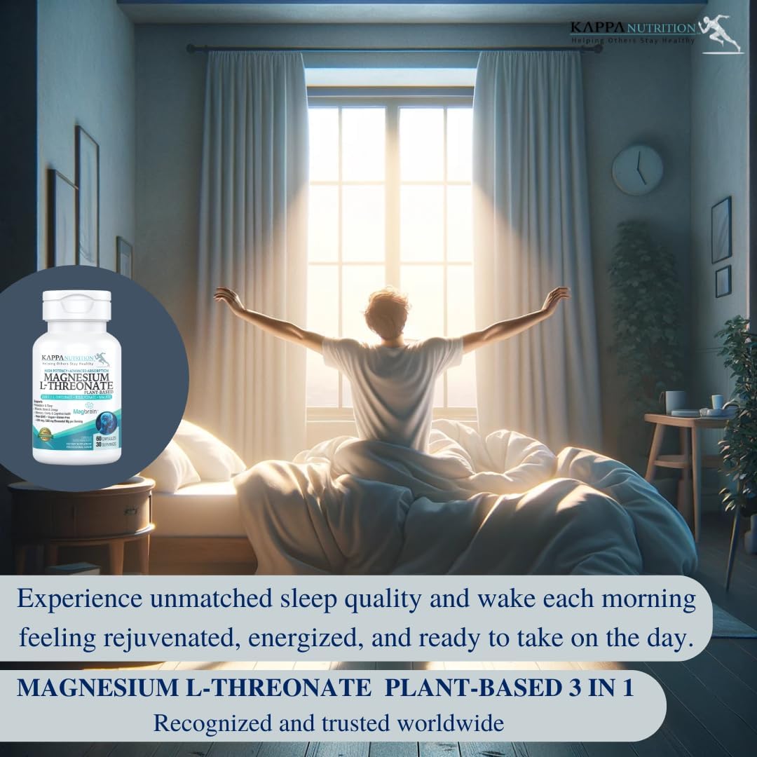Kappa Nutrition Magbrain™ Magnesium L-Threonate Plant-Based, 420mg Elemental Magnesium (3 Capsules) from 2,253mg, 60 Vegan Capsules, Brain, Sleep & Muscle Support.