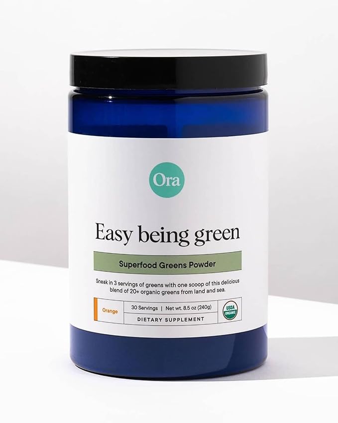 Ora Organic Greens Powder - Vegan, Gluten-Free, Organic Super Greens Drink for Energy and Detox | Antioxidants & Adaptogenic Herbs | 20+ Superfood Greens Blend - Citrus Flavor, 30 Servings