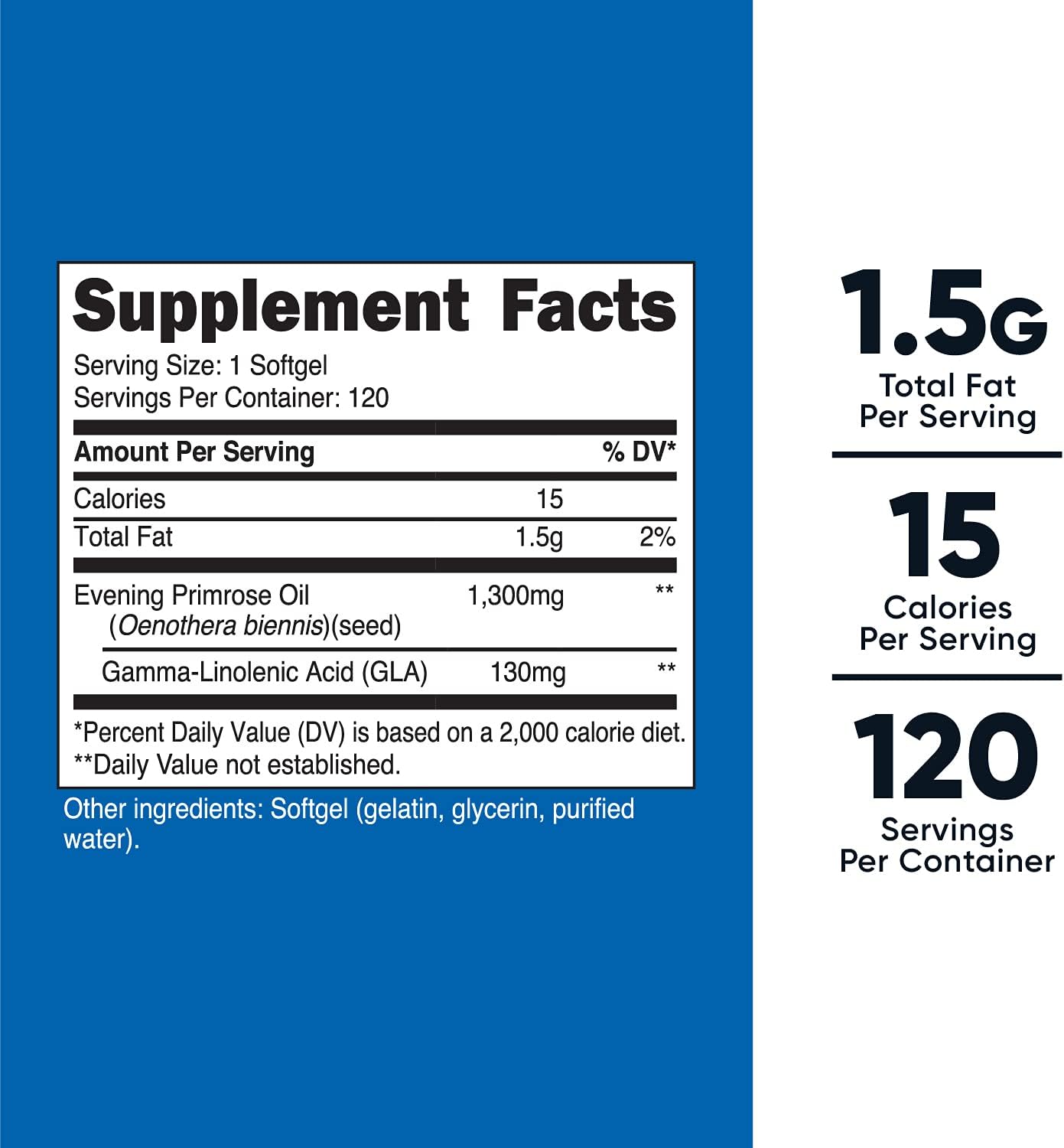 Nutricost Evening Primrose Oil 1,300mg, 120 Softgels (3 Bottles) - Non-GMO, Gluten Free, 120 Servings