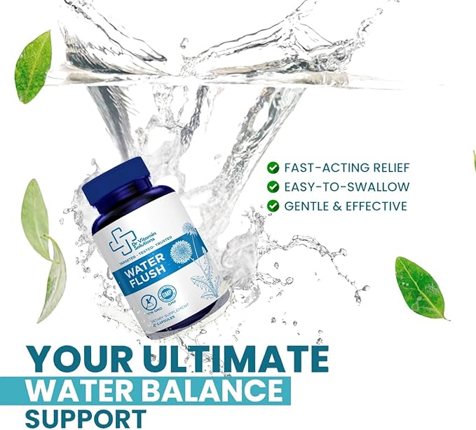 Diuretic Water Pills - Water Flush - Debloating for Women and Men, Relief from Swelling, Water Retention - Green Tea, Dandelion Leaf and Cranberry Powder Detox (1 Bottle, 50 Capsules)