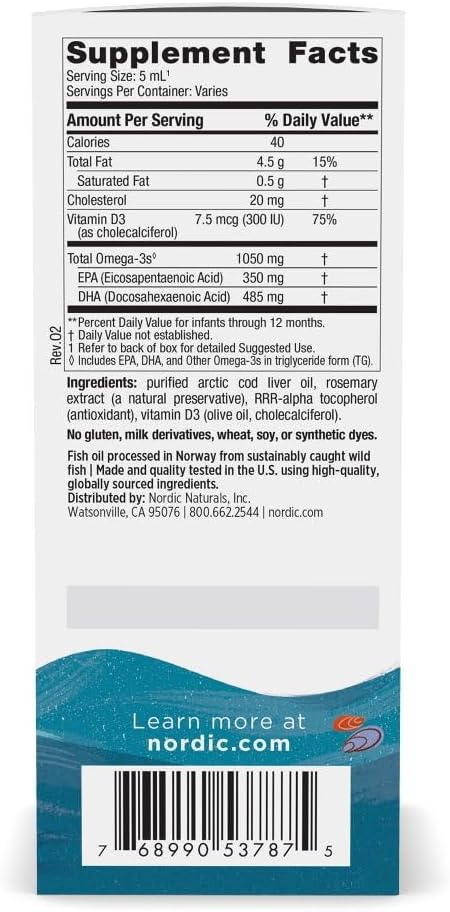 Nordic Naturals Baby’s DHA, Unflavored - 2 oz - 1050 mg Omega-3 + 300 IU Vitamin D3 - Supports Brain, Vision & Nervous System Development in Babies - Non-GMO - Servings May Vary