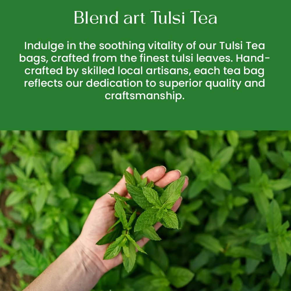 Tulsi Holy Basil Tea Bags 50 Count For Cognitive Balance & Overall Health Ayurvedic Tulsi With Antioxidants Caffeine Free Holy Basil Leaves Pyramid Herbal Tea Bags Support Digestion & Boost Immunity