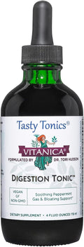 Vitanica Digestion Tonic, Gas, Bloating and Indigestion Relief Supplement, Improve Digestive Function & Gut Health, for Women & Men, Peppermint Oil Fennel Ginger & Aloe Vera Vegan, 4 Oz