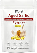 Elare Aged Garlic Extract - 7500mg Odorless, Organic Garlic Extract Capsules | Heart & Immune Antioxidant Supplements, Vegetarian, All-Natural, Non-GMO, 150 Softgels(1 PCS)