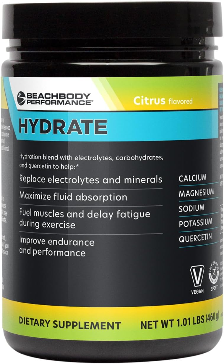 BODi Hydrate Performance Hydration Supplement, Quercetin Enriched Electrolyte Powder, 4 Key Electrolytes: Potassium, Magnesium, Sodium, Calcium - Supports Endurance & Fluid Balance, Citrus, 40 SRV