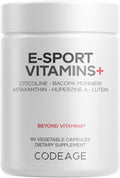 Codeage E-Sport Vitamins+ Citicoline Cognizin, Bacopa Monnieri Supplement, Multivitamins, Astaxanthin, L-Theanine, Ginkgo Biloba, Acetyl-L-Tyrosine, Huperzine A, Lutein, Esport Gaming - 90 Capsules
