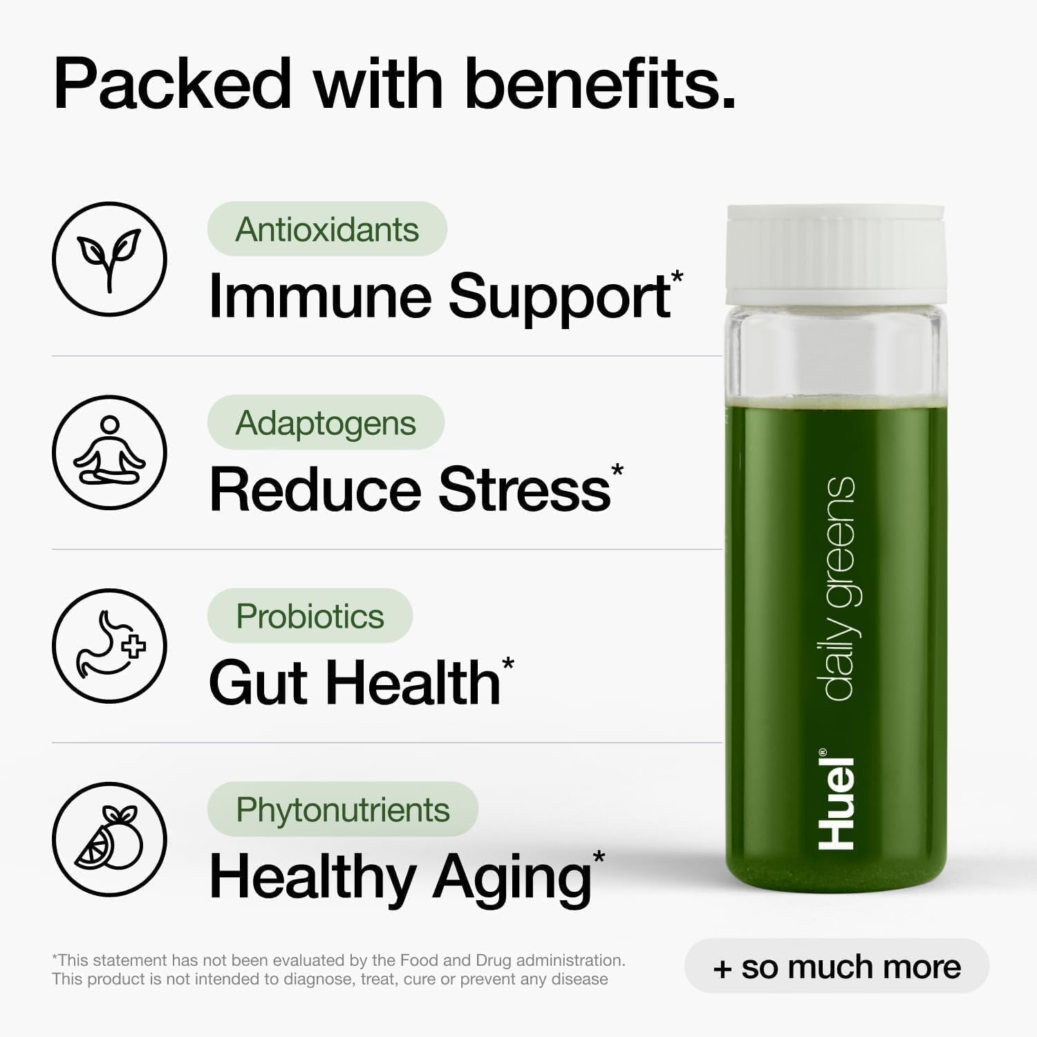 Huel Daily Greens Single Serve | Superfood Greens Powder | 91 Vitamins, Minerals, and Wholefood-Sourced Ingredients | Adaptogens, Antioxidants, Gut-Friendly Probiotics | 12 Pack