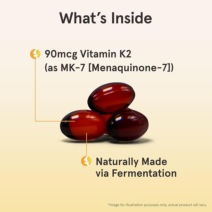 Jarrow Formulas MK-7 90 mcg - Bioactive Form of Vitamin K2-60 Servings (Softgels) - for Bone & Cardiovascular Health - Vitamin K2 MK-7 Dietary Supplement - Gluten Free