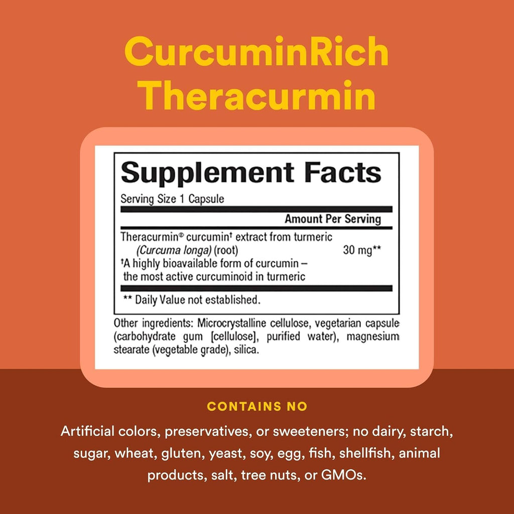 Natural Factors, CurcuminRich Theracurmin, 30 mg, Formulated for Superior Absorption, 120 Count (Pack of 1)