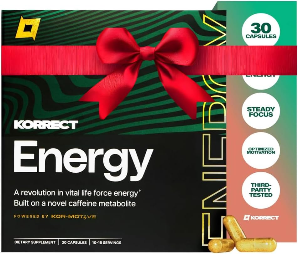 Korrect Clean Energy Supplement for Men & Women | Mental Clarity, Nootropic| Paraxanthine, Sustained Attention| Jitter-Free Stamina |3rd Party Lab Tested, Non-GMO, cGMP Certified 30 Capsules
