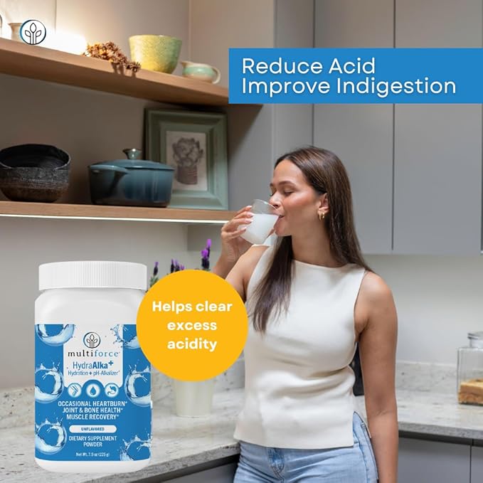 HydraAlka+ Premium Alkalizing Supplement | Beats Acid & Non-Chronic Heartburn | Hydrates with Electrolytes | Supports pH Balance, Muscle Recovery & Bone Health | 30 Servings, 3 Flavors