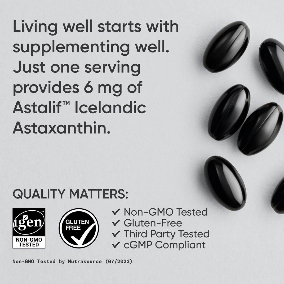 Sports Research Triple Strength Astaxanthin Supplement (6mg) with Organic Coconut Oil for Antioxidant Activity, Skin & Eye Health Support - Non-GMO Verified & Gluten Free - 120 Softgels