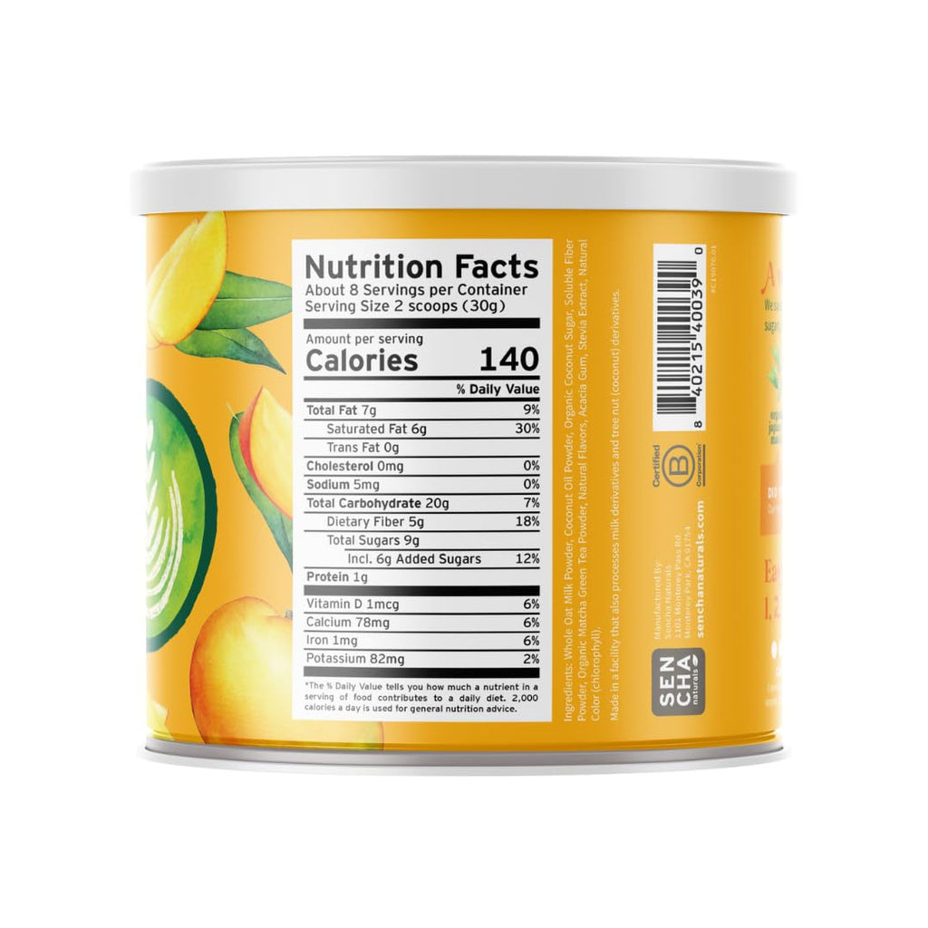 SENCHA NATURALS Oat Milk Vegan Matcha Latte Tropical Mango 8.5 oz