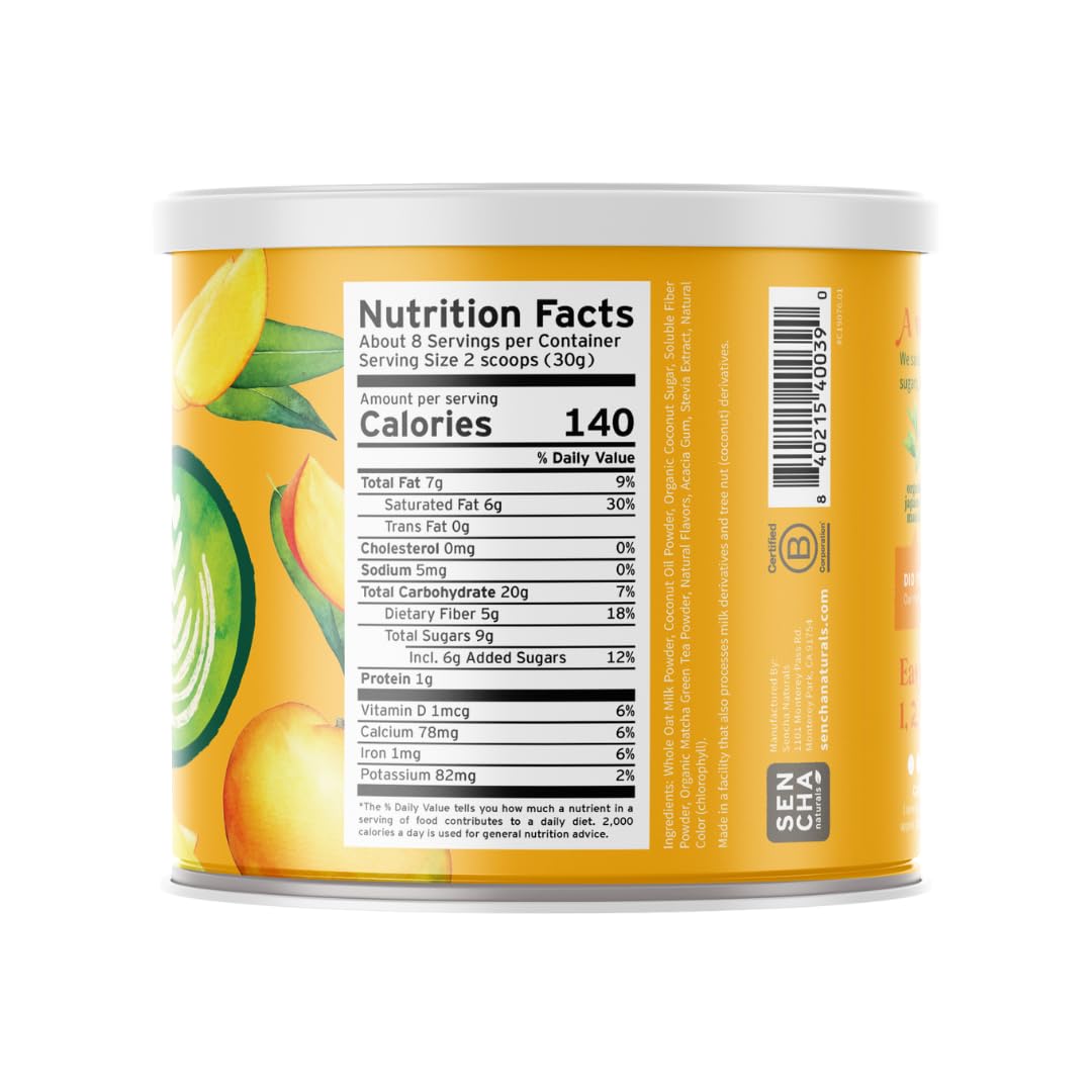 SENCHA NATURALS Oat Milk Vegan Matcha Latte Tropical Mango 8.5 oz