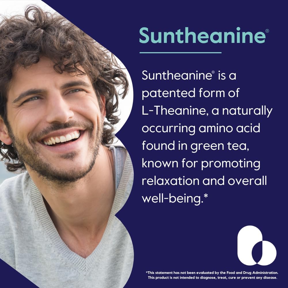 BESTVITE L-Theanine 200mg with Patented and Clinically Studied Suntheanine (120 Vegetarian Capsules) (2 x 60) - No Stearates - Vegan - Non GMO - Gluten Free