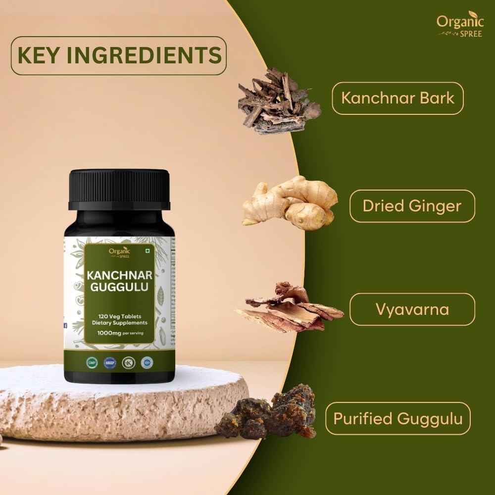 Kanchnar Guggulu 120 Tablets - Supports Detox and Lymphatic Health* - Ayurvedic Formulation - Certified and Vegetarian (1)