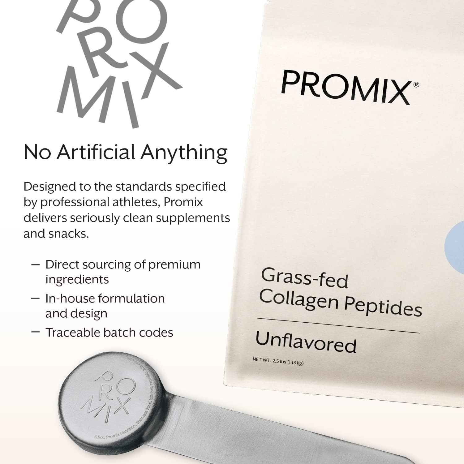 Promix Hydrolyzed Collagen Peptides - Type 1 Grass Fed Collagen, 4.7g glycine, Type 3 bioactive peptides - Unflavored - 2.5 Pound (Pack of 2)