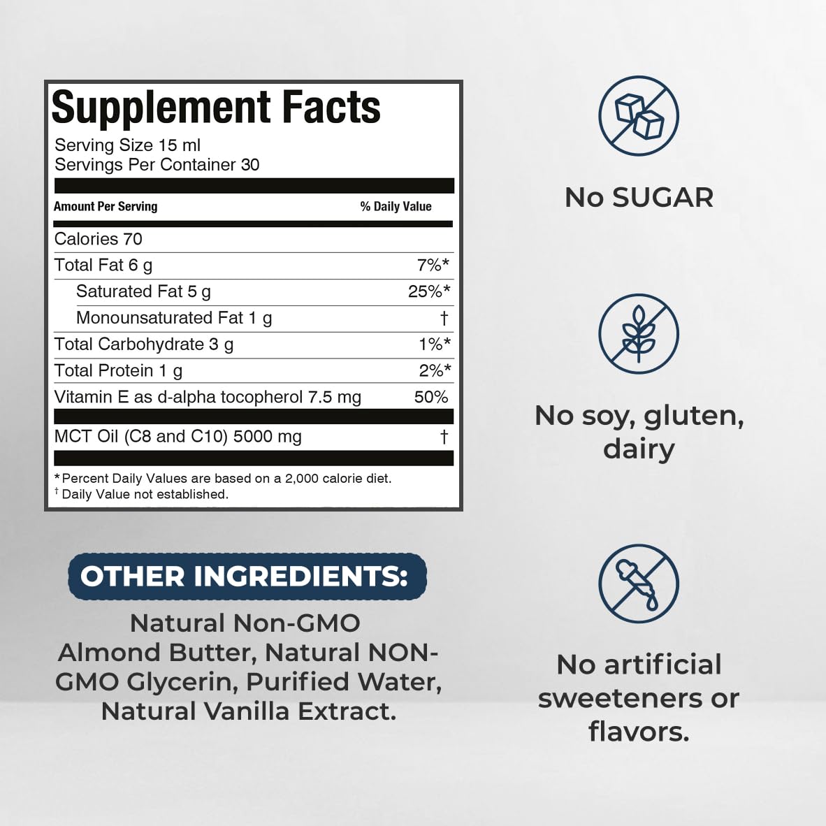 MCT Oil Blend – Vanilla | Keto-Friendly Liquid for Energy & Focus | Dairy-Free, Sugar-Free, Gluten-Free, Vegan | 30 Servings