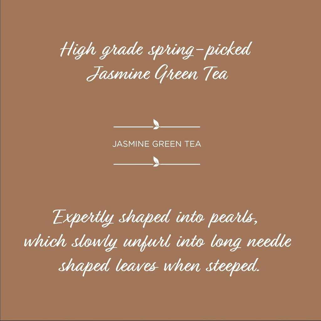 The Tea Spot Jasmine Pearls Green Tea | High-grade Jasmine infused Green Tea Pearls from Fujian | 15 Tea Bags