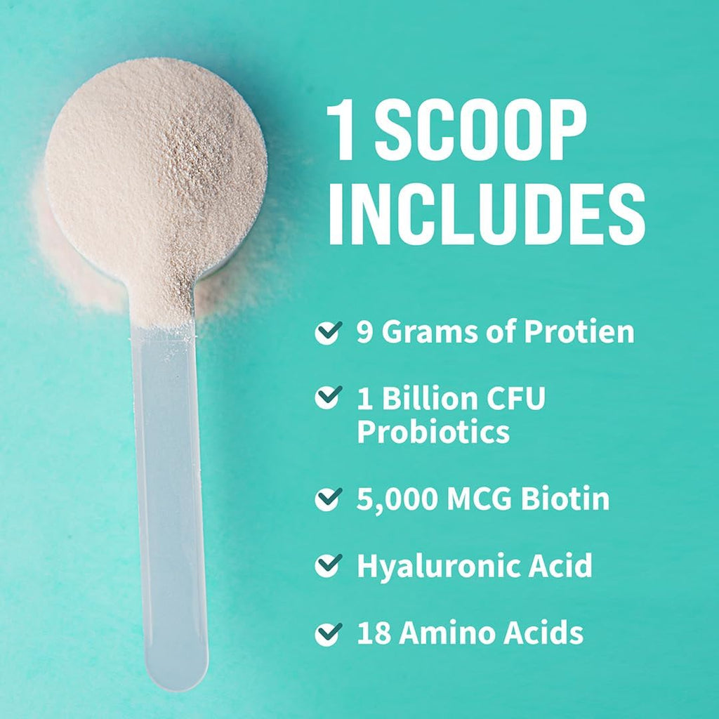 GOBIOTIX Collagen Powder Supplement with Probiotics - Hydrolyzed Protein Collagen Powder for Women - Hair Skin and Nails, Joint and Digestive Health - Collagen Peptides Type I and III - 30 Servings