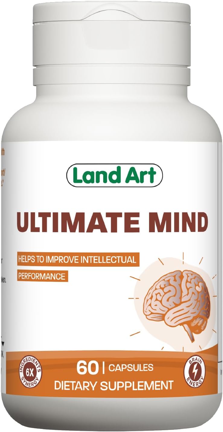 Ultimate Mind – Brain Supplement – Memory, Focus, Mental Sharpness, Brain Booster, Enhanced Productivity – 6 Ingredients: L-theanine, Ginko Biloba, Bacopa Monnieri, Ginseng and More - 60 Capsules
