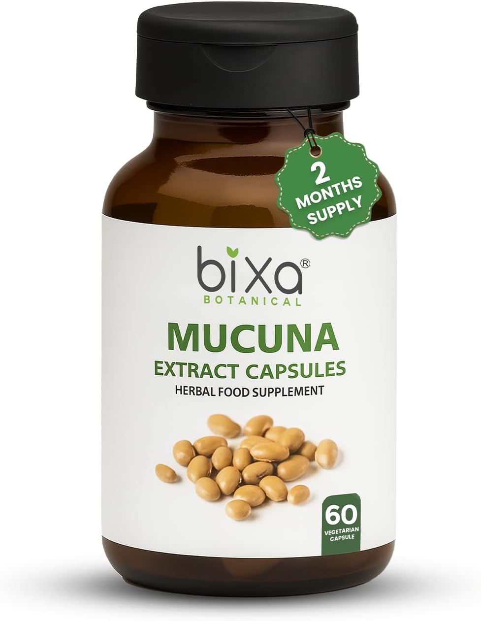 bixa BOTANICAL Mucuna Pruriens Extract Capsules (Kapikacchu/Velvet Bean/Kaunch Beej) ǀ 60 Veg Capsules (450mg)
