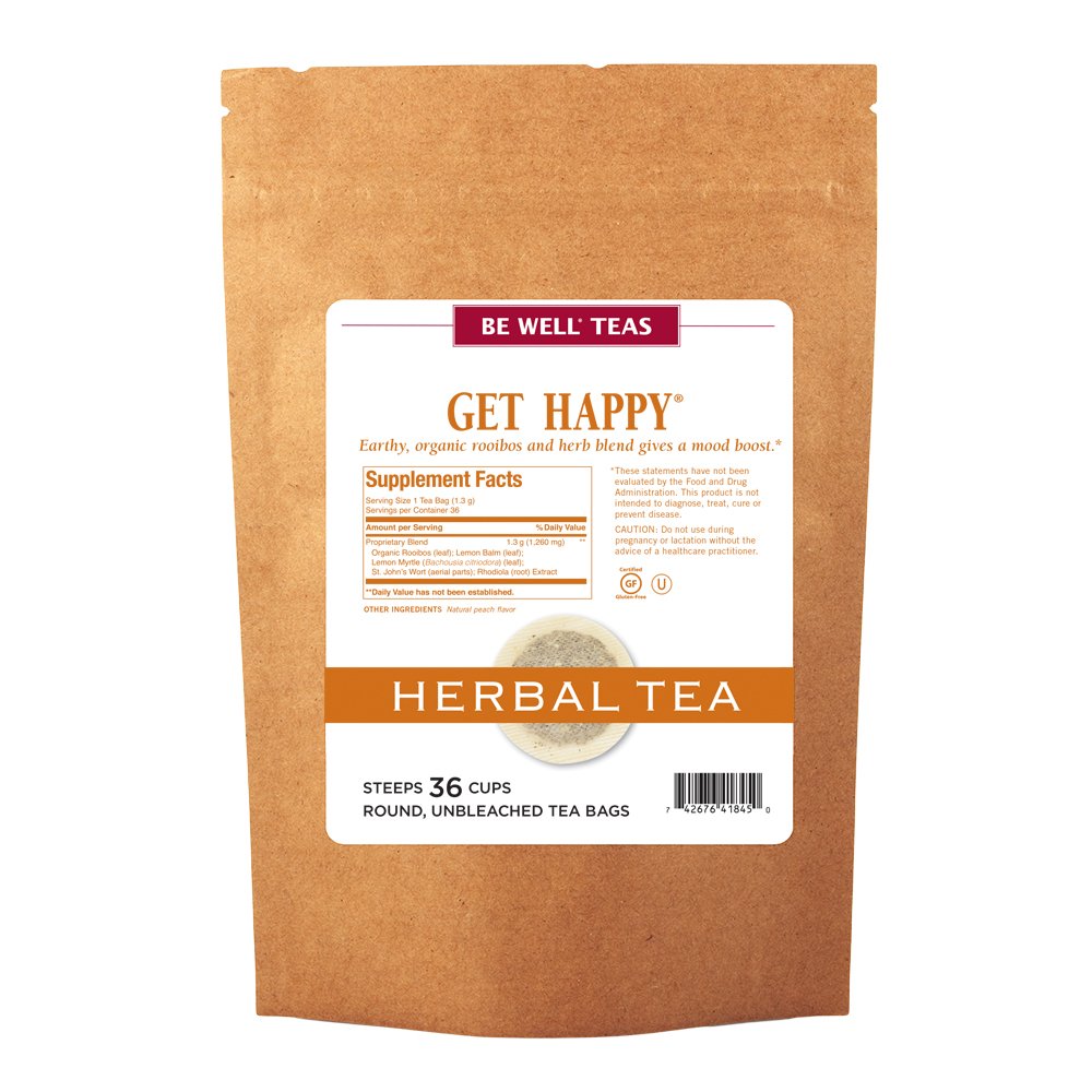 The Republic of Tea Be Well Teas No. 13, Get Happy Herbal Tea For Lifting Your Spirits, Refill Pack of 36 Tea Bags