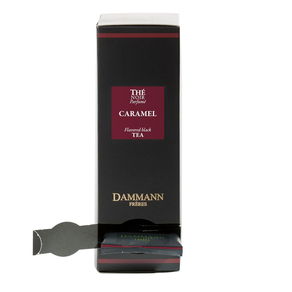 Dammann Freres Sachets, Caramel Toffee Flavored Tea Bags, Premium Gourmet French Tea, Individually Wrapped, 24 Count (Single Pack)