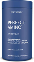 BodyHealth PerfectAmino (300 ct) Easy to Swallow Tablets, Essential Amino Acids Supplement with BCAAs, Vegan Protein for Pre/Post Workout & Muscle Recovery with Lysine, Tryptophan, Leucine, Methionine