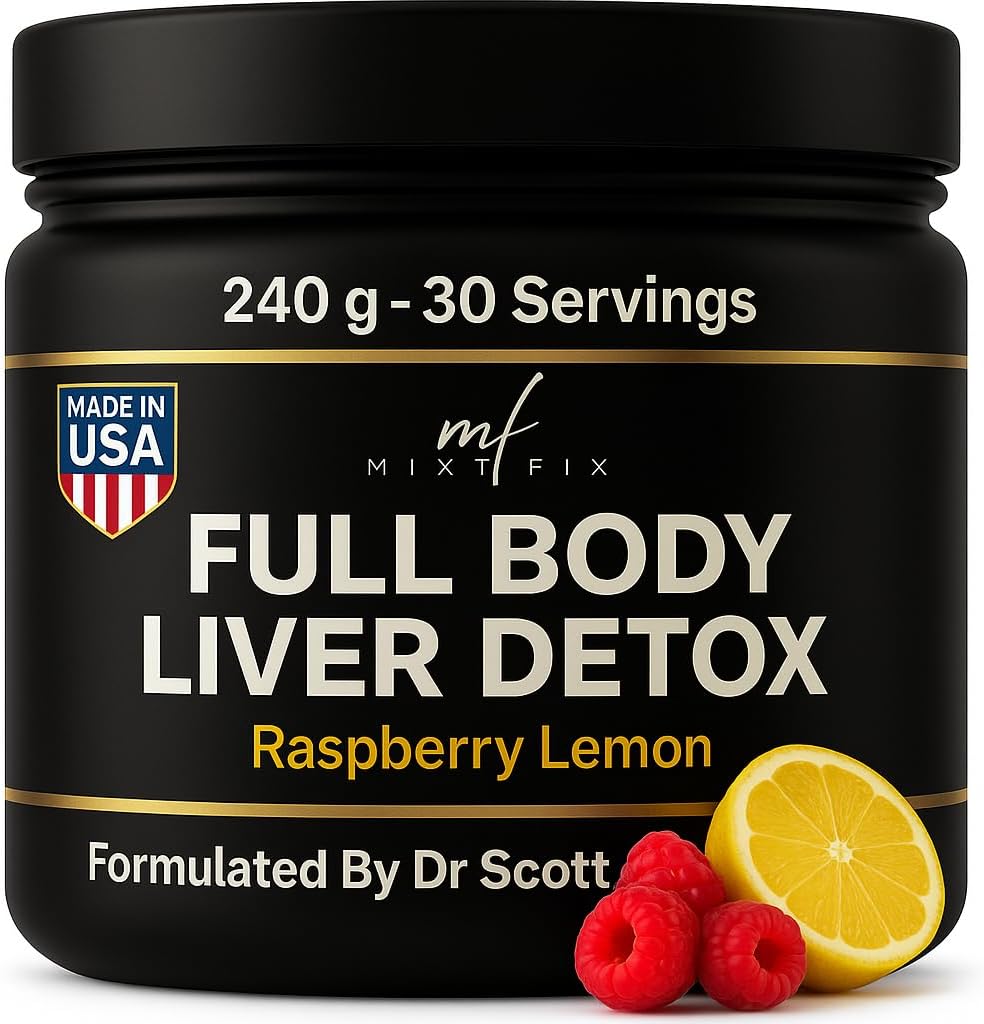 Mix-Fix Full Body Detox Powder – Advanced Colon, Gut, Liver Cleanse Detox & Repair – with Milk Thistle Glutathione, NAC, Turmeric & Beetroot – Cleanse, Digestion, Energy & Immune Health – Made in USA