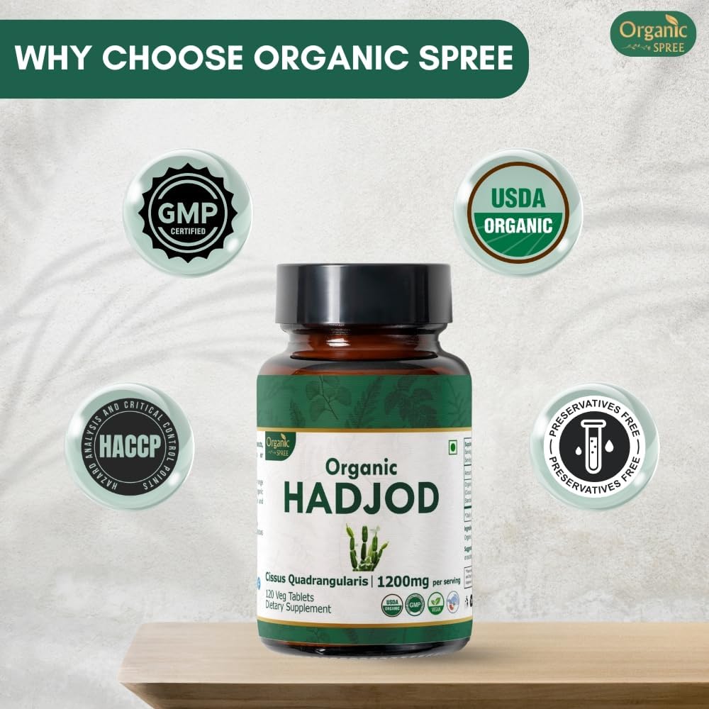 Hadjod 120 Tablets – USDA Organic Cissus Quadrangularis – Supports Joint Strength & Mobility* - Pack of 2