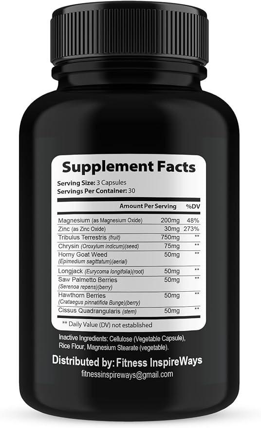 Mens Testboost Max Pills, Mens Test Boost for Strength and Stamina, Male Testboost Dietary Supplements (Single Pack, 180 Capsules)