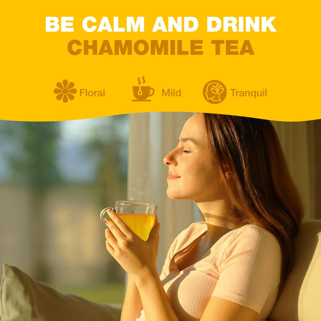 HANDPICK, Organic Chamomile Tea Bags (100 Herbal Tea Bags) Caffeine Free| Premium Floral Chamomile Herbal Tea in Eco-Conscious Teabags | Direct from Source