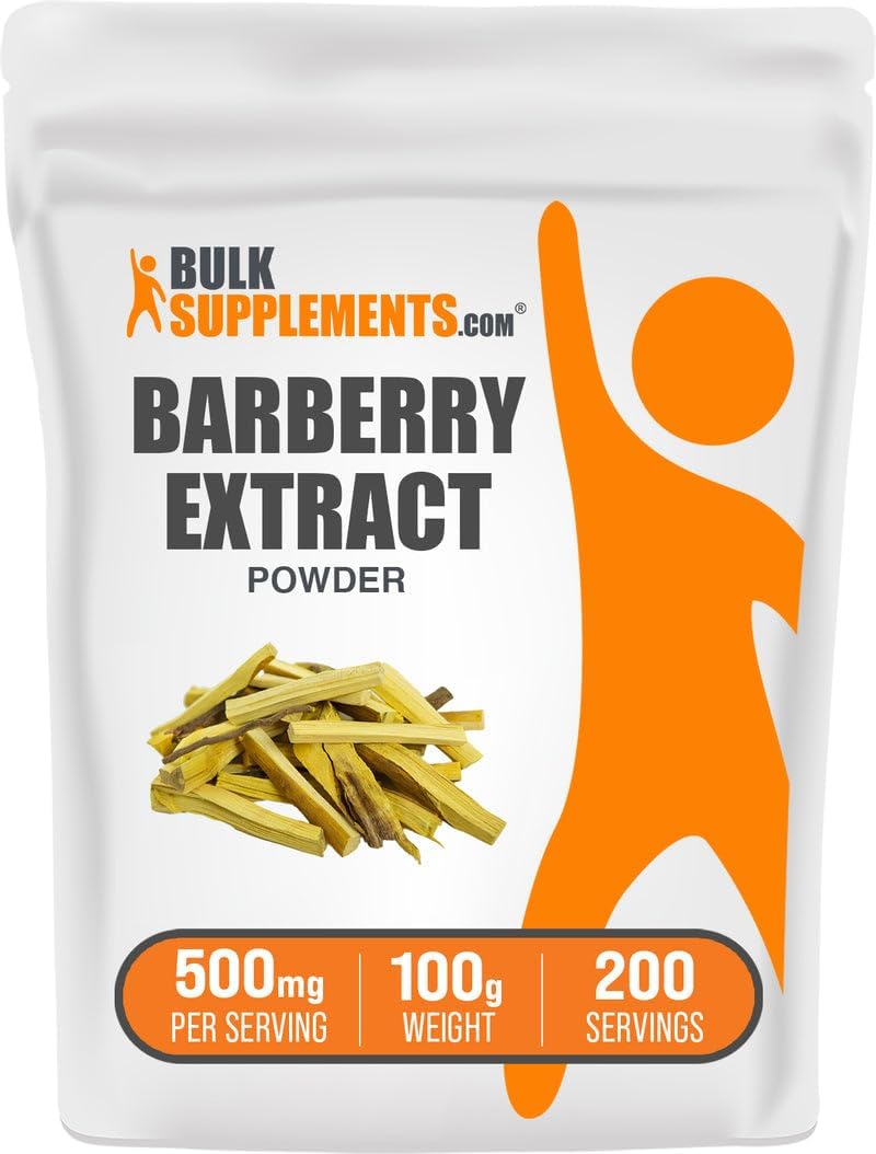 BulkSupplements.com Barberry Extract Powder - Barberry Sypplement, Herbal Supplement - Vegan & Gluten Free, 500mg per Serving, 100g (3.5 oz) (Pack of 1)