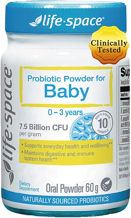 Life-Space 60 Grams, for 0-36 Month Baby, 7.5 Billion CFU & Multi Strain, Balance Microflora, Supports Digestive Health & Nutrient Absorption & Immunity, No Refrigeration Probiotic Powder for Baby