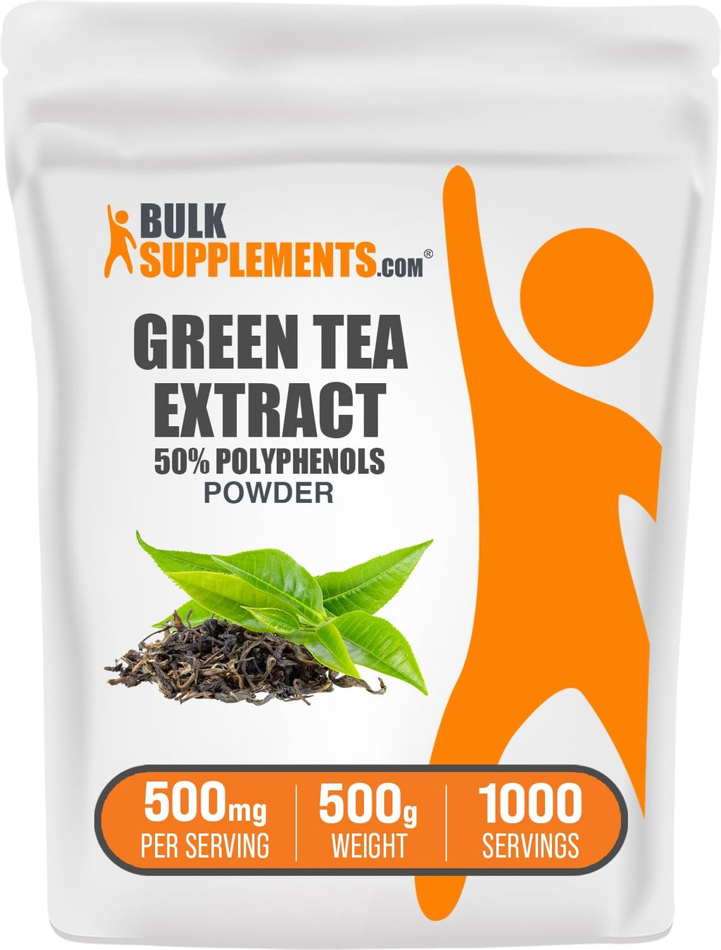 BulkSupplements.com Green Tea Extract Powder - 50% Polyphenol, Green Tea Supplement, Herbal Supplement - Gluten Free, 500mg per Serving, 500g (1.1 lbs) (Pack of 1)