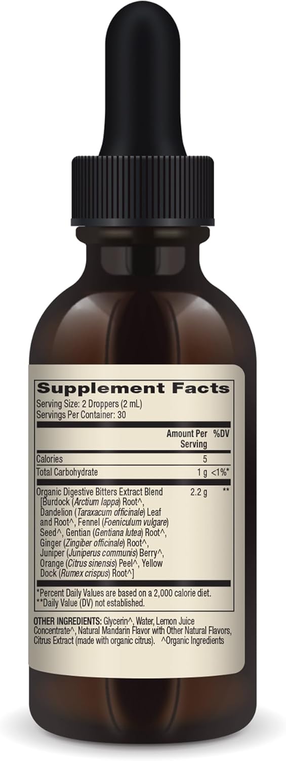 Dr. Mercola Organic Digestive Bitters Liquid Drops - Digestive Health Support - Alcohol-Free Formula - Features Burdock Root, Dandelion Leaf, Fennel Seed & More - 2 fl. oz. (30 Servings)