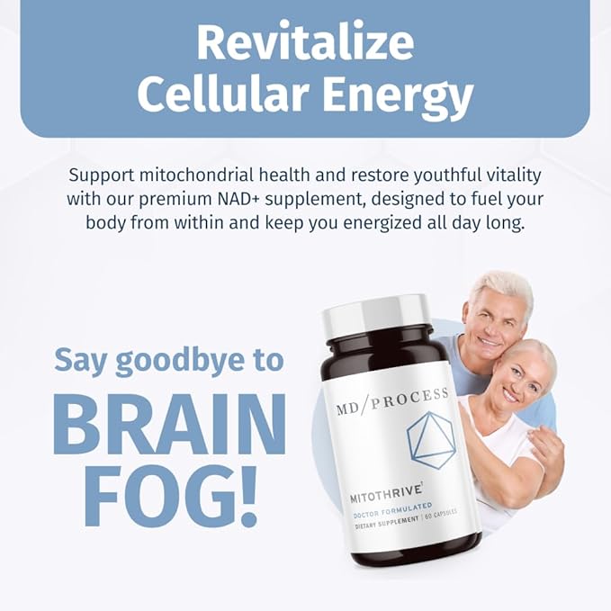MitoThrive NAD+ Supplement - Boost Cellular Energy & Longevity - NAD+ Supplement for Women & Men - Contains Nicotinamide Riboside - Support Mitochondrial Health - 60 Capsules