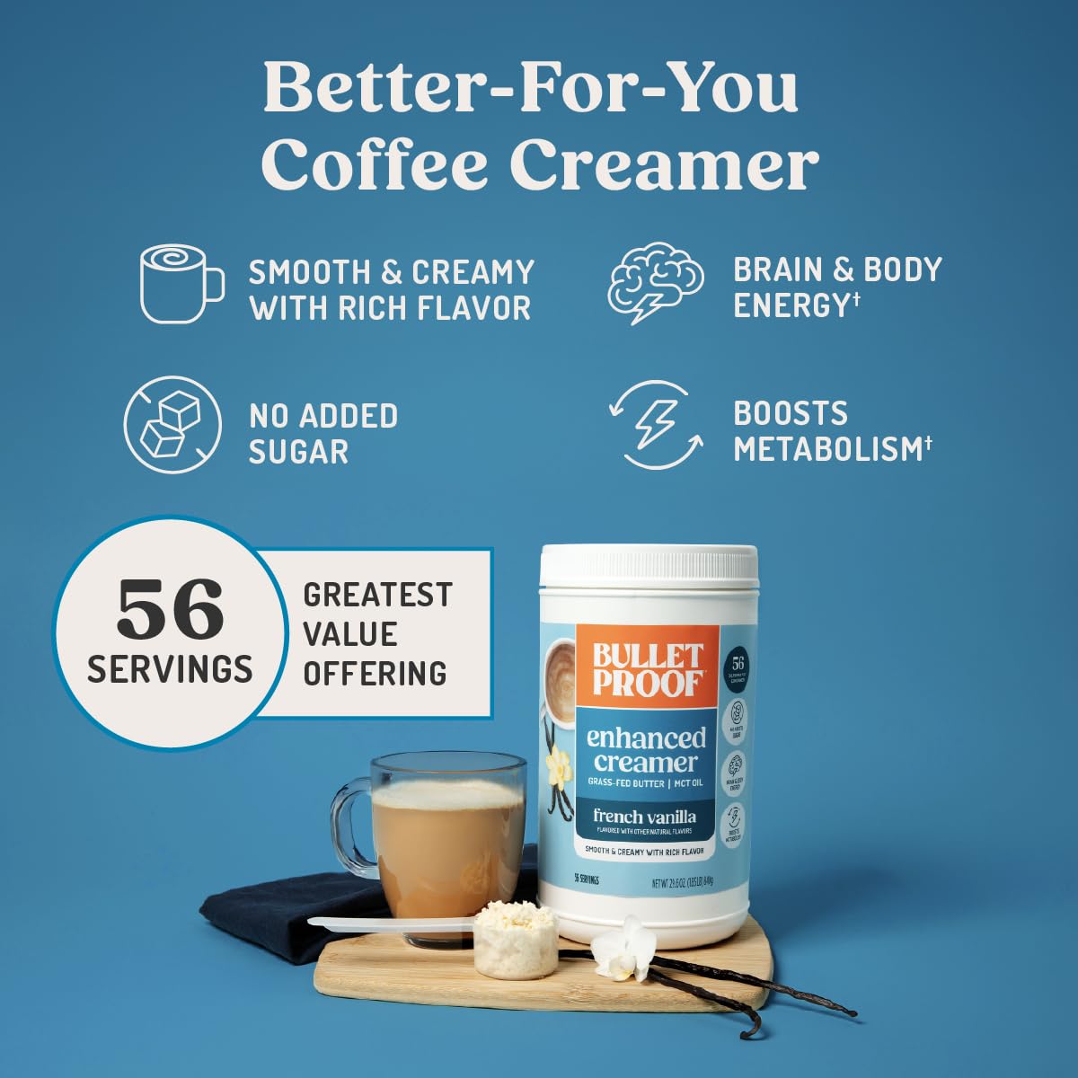 Bulletproof French Vanilla Creamer, 29.6 Ounces, Keto Coffee Creamer with MCT Oil and Grass-Fed Butter, Value Offering, Packaging May Vary