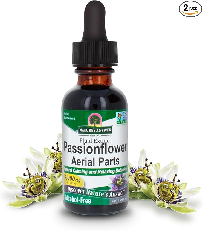 Nature's Answer Passion Flower | Super Concentrated | Liquid Herbal Tincture Supplement Drops | Natural Calming Botanical | Non-GMO | Alcohol-Free, Gluten-Free & Vegan 1oz (2 Pack)