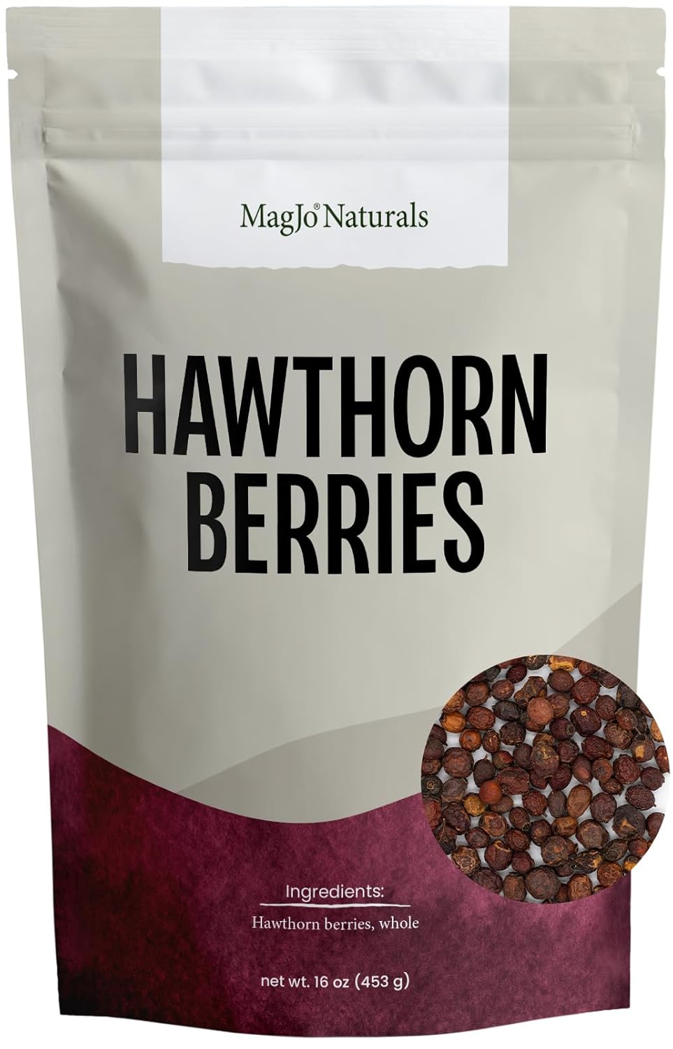 MagJo Naturals Hawthorn Berries, Whole Dried, 16 oz (1 lb)