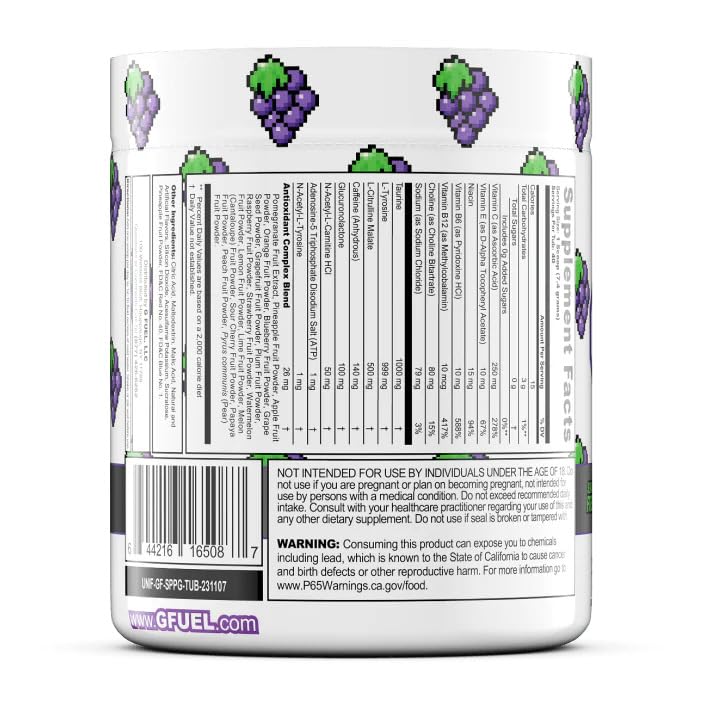 G Fuel Sour Pixel Potion Energy Drink Powder, Sugar-Free Focus + Energy Supplement with Antioxidants & Vitamins for Gaming & Workout, Sour Grape Flavor, 40 Servings