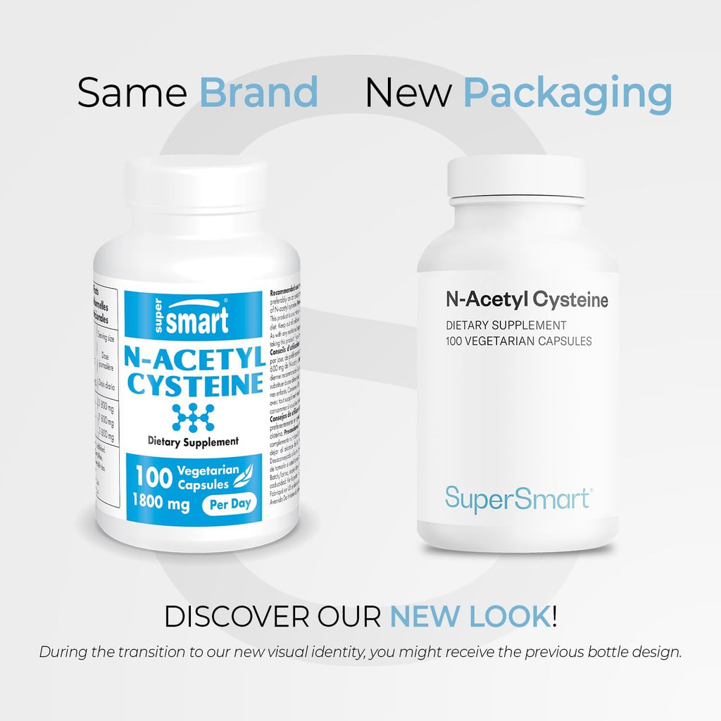Supersmart N-Acetyl Cysteine 1800mg per Day (High Absorption) - NAC Supplement - High Potency Antioxidants Amino Acids - Glutathione Precursor | Non-GMO & Gluten Free - 100 Vegetarian Capsules